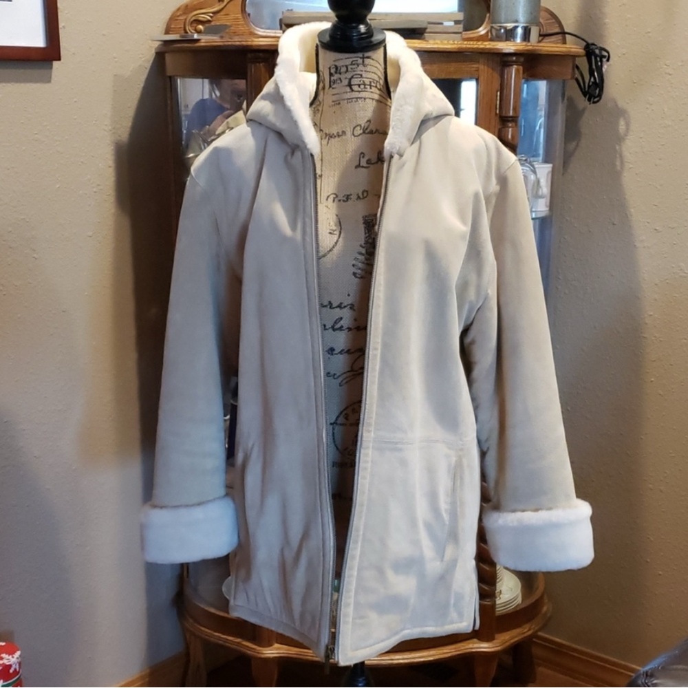 St. John’s Bay fur lined shearling hooded coat